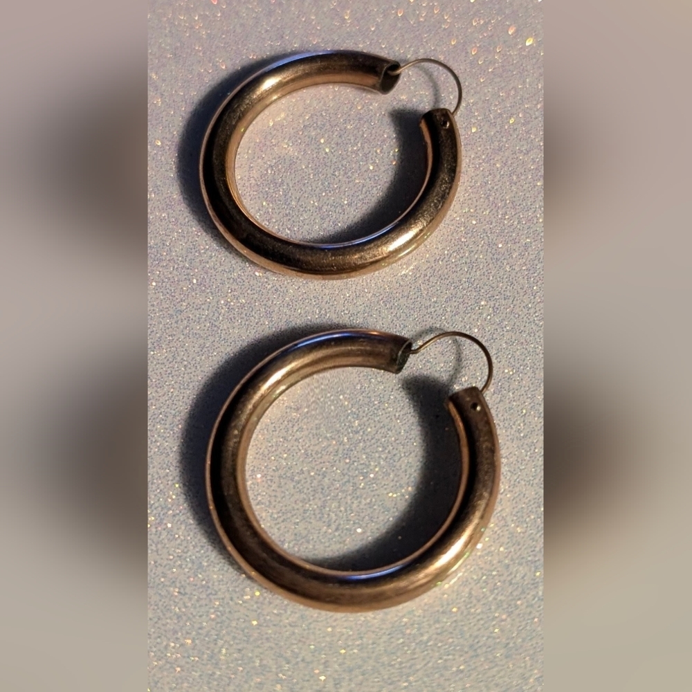Elegant Antique Gold Filled Hoop Earrings